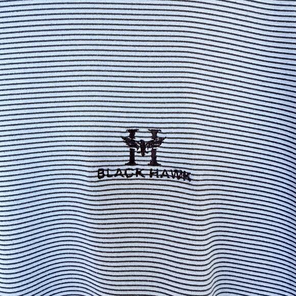 Peter Millar Long Sleeve Golf Polo Size XXL Blue Pinstripe 'Black Hawk' Shirt - Picture 5 of 9